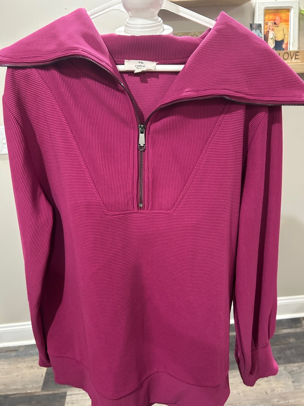 Entro Magenta Half-Zip Ribbed Pullover